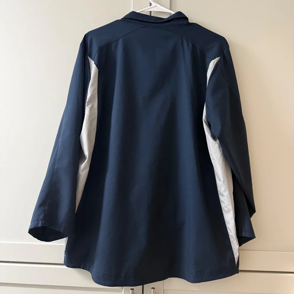 Nike Mens Full Zip Track Jacket Navy Blue White Swoosh Size M Windbreaker Warmup
